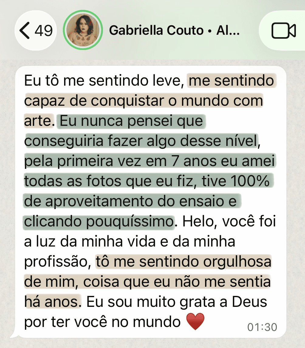 Depoimento da aluna Gabriella Couto