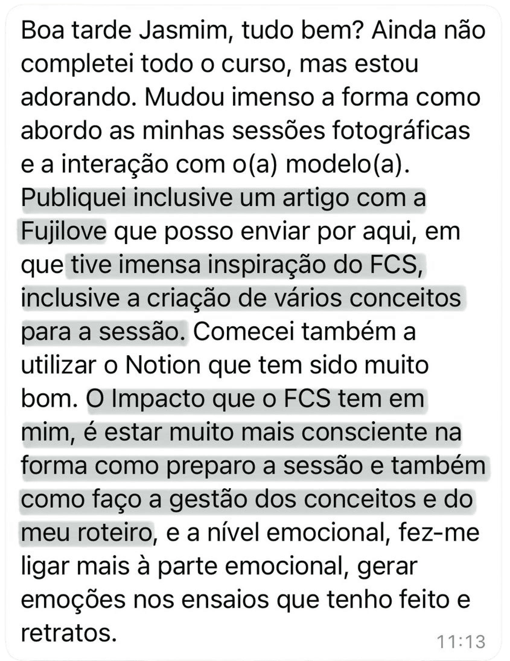 Depoimento do aluno Rafa sobre a publicação na Fujilove